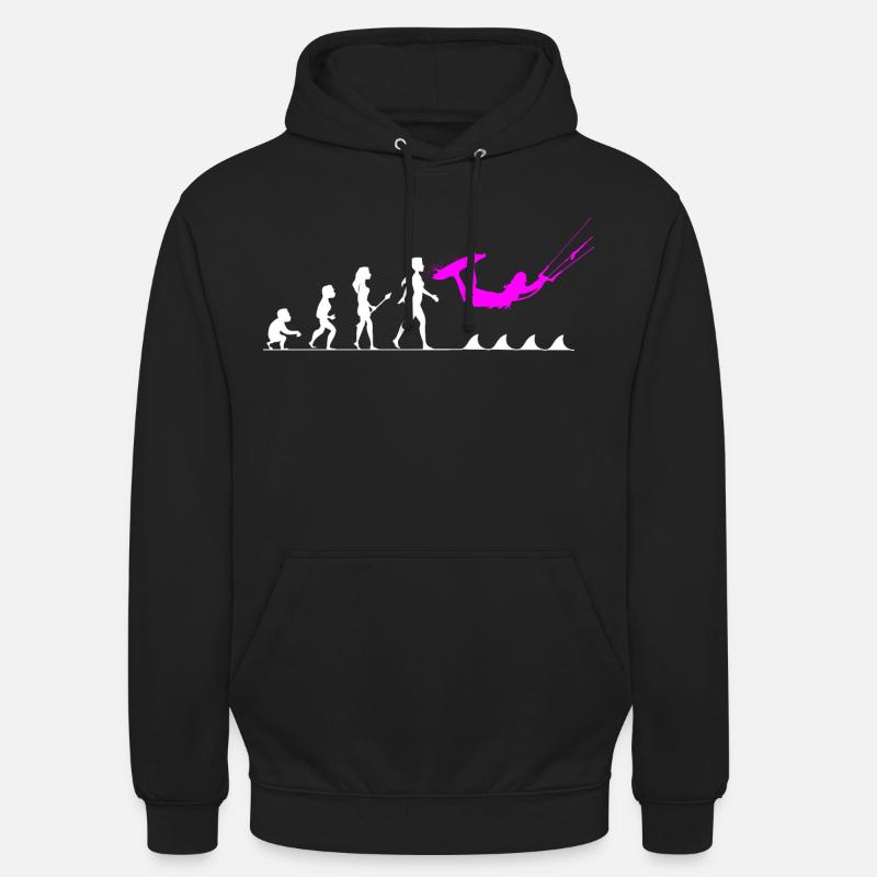 Die Evolution zur Kitesurferin - Unisex Hoodie - Schwarz