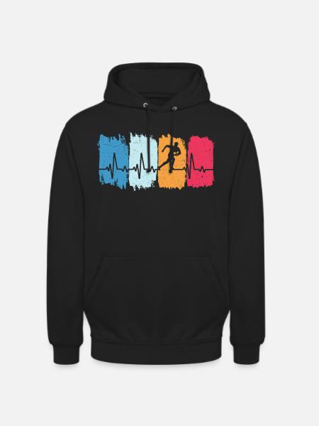 Rugby Retro Heartbeat Rugby Player - Unisex Hoodie - black