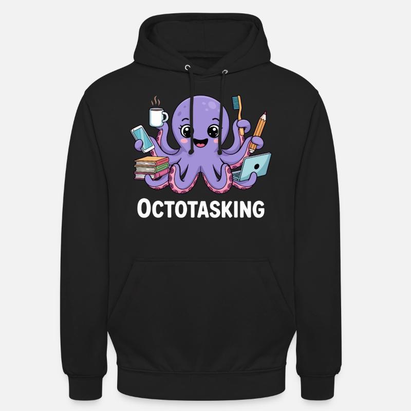 Octotasking Krake im Multitasking Modus - Unisex Hoodie - Schwarz