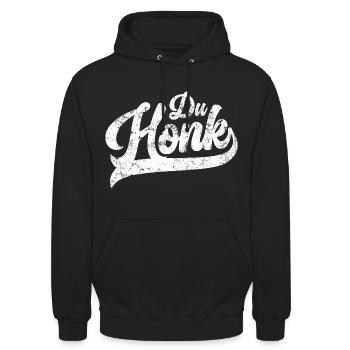 Du Honk Vintage Lustiges Männergeschenk - Unisex Hoodie - Schwarz - Vorne - Alina (178cm) & Michal (187cm)