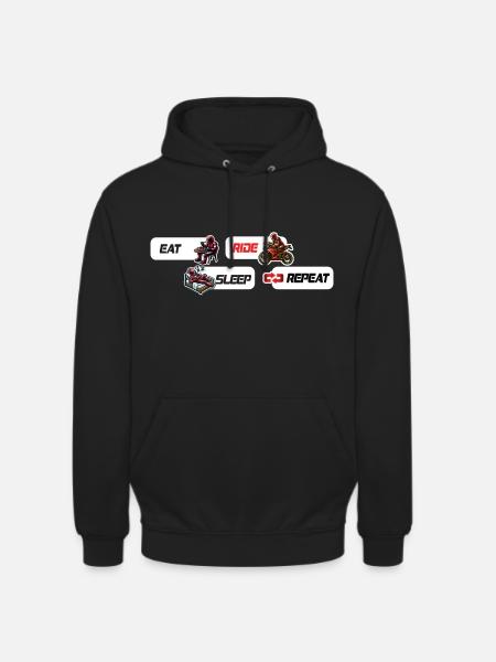 Eat Sleep Ride Repeat Motorcycle & Biker Quote - Unisex Hoodie - black