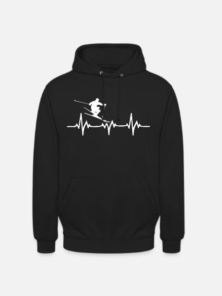 Skiing skier heartbeat - Unisex Hoodie - black