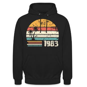 1983 Geburtstagsgeschenk - Made in 1983 Retro 1983 - Unisex Hoodie - Schwarz - Vorne - Alina (178cm) & Michal (187cm)
