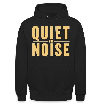 Quiet The Noise Ruhe Achtsamkeit Statement - Unisex Hoodie - Schwarz - Vorne - Alina (178cm) & Michal (187cm)