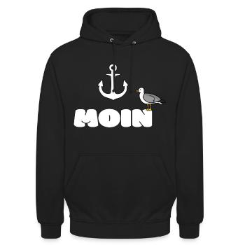 MOIN Möwe - Unisex Hoodie - Schwarz - Vorne - Alina (178cm) & Michal (187cm)
