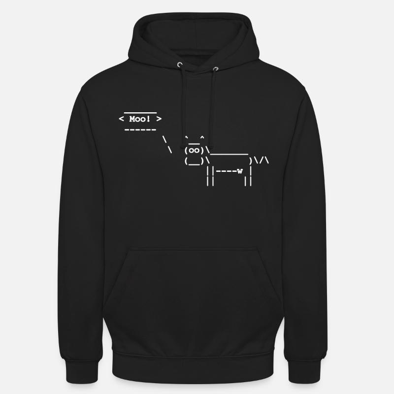 Cowsay - Linux - Terminal - Sweat-shirt à capuche unisexe - noir