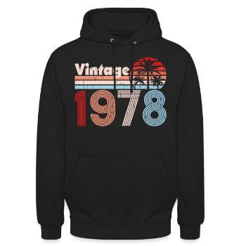 Millésime 1978 Palmiers Rétro Anniversaire - Sweat-shirt à capuche unisexe - noir - Devant - Alina (178cm) & Michal (187cm)