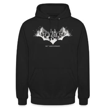 Batman 80 Jahre Gotham - Unisex Hoodie - Schwarz - Vorne - Alina (178cm) & Michal (187cm)