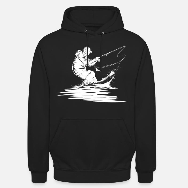 Dessin de pêche - Sweat-shirt à capuche unisexe - noir