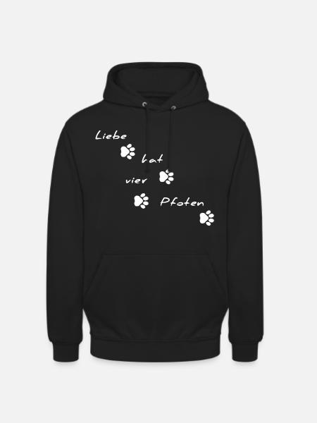 Love Has Four Paws Font Motif - Unisex Hoodie - black