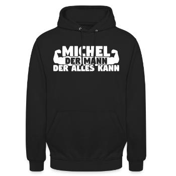 Michel Der Mann Der Alles kann - Unisex Hoodie - Schwarz - Vorne - Alina (178cm) & Michal (187cm)