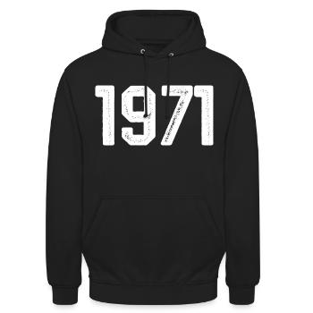 1971 Vintage Né Millésime 1971 Anniversaire 1971 - Sweat-shirt à capuche unisexe - noir - Devant - Alina (178cm) & Michal (187cm)