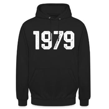 1979 Vintage Né Millésime 1979 Anniversaire 1979 - Sweat-shirt à capuche unisexe - noir - Devant - Alina (178cm) & Michal (187cm)