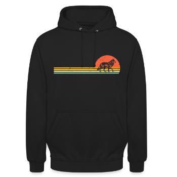 Rétro loup Vintage prédateur Femelle Loupe Forêt Animal Loups - Sweat-shirt à capuche unisexe - noir - Devant - Alina (178cm) & Michal (187cm)