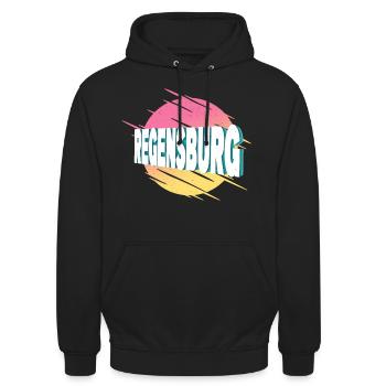 Regensburg Allemagne City Font Vintage Retro - Sweat-shirt à capuche unisexe - noir - Devant - Alina (178cm) & Michal (187cm)