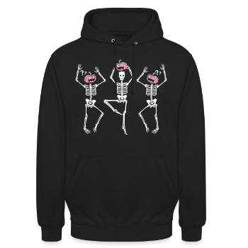 Lustig Tanzende Skelette Halloween Ballerina - Unisex Hoodie - Schwarz - Vorne - Alina (178cm) & Michal (187cm)