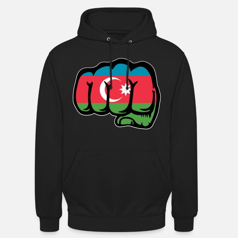 Aserbaidschan Flagge Faust Hand - Unisex Hoodie - Schwarz
