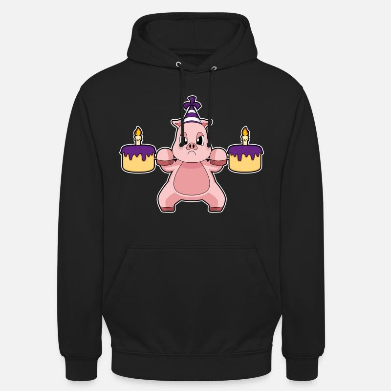 Cochon Anniversaire Musculation - Sweat-shirt à capuche unisexe - noir