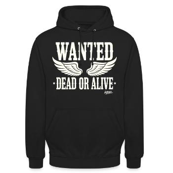 Wanted Dead or Alive, siivet - Unisex-huppari - musta - Edestä - Alina (178cm) & Michal (187cm)