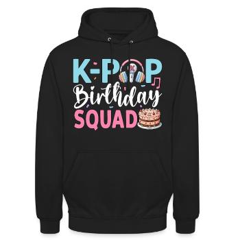 K-Pop Birthday Squad - Unisex Hoodie - Schwarz - Vorne - Alina (178cm) & Michal (187cm)