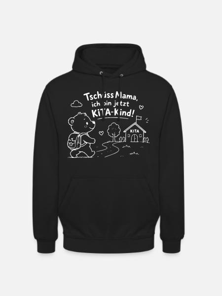 KiTaAbschied: KleinerBär geht zur KiTa - Unisex Hoodie - Schwarz
