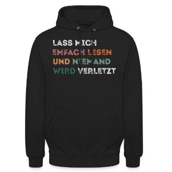 EMFACH LESENWIRD VERLETZTUND NIEMANDLASS MICH - Unisex Hoodie - Schwarz - Vorne - Alina (178cm) & Michal (187cm)