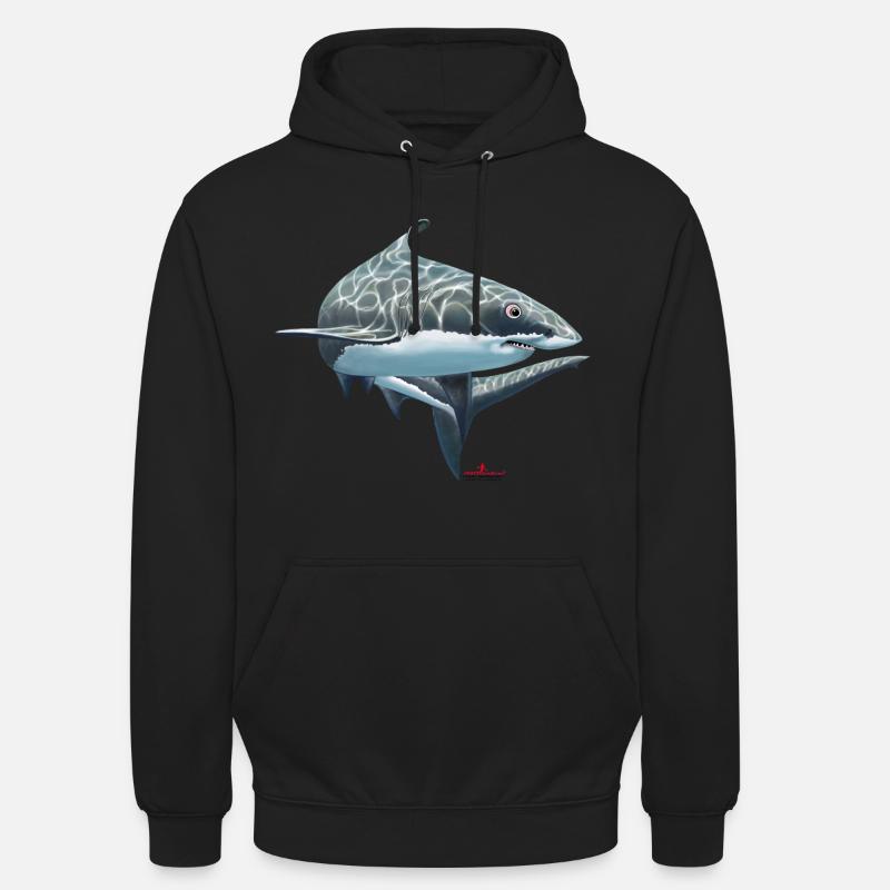 Grand requin blanc / requin - Sweat-shirt à capuche unisexe - noir