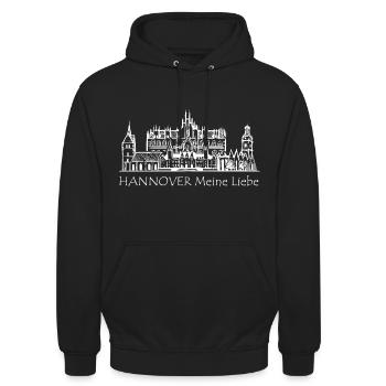 HANNOVER Meine Liebe Landeshauptstadt - Unisex Hoodie - Schwarz - Vorne - Alina (178cm) & Michal (187cm)