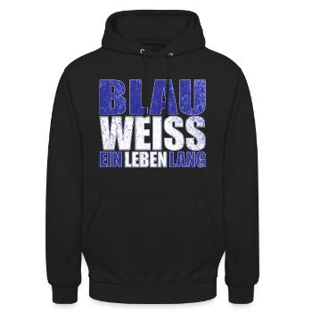 Blau Weiss ein Leben Lang - Unisex Hoodie - Schwarz - Vorne - Alina (178cm) & Michal (187cm)