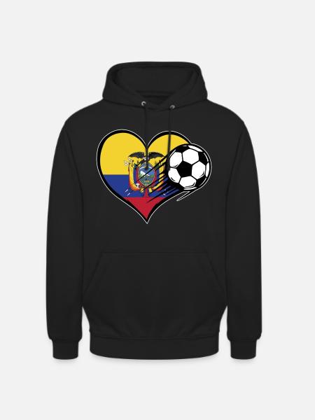 Ecuador Flag Football with Heart - Unisex Hoodie - black