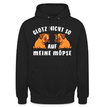 Mops - Glotz nicht so auf meine Möpse - Kostüm - Unisex Hoodie - Schwarz - Vorne - Alina (178cm) & Michal (187cm)