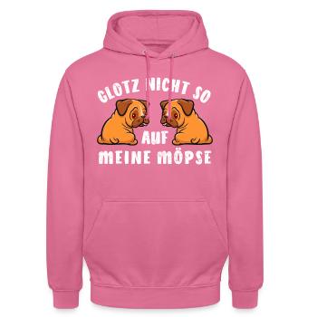 Mops - Glotz nicht so auf meine Möpse - Kostüm - Unisex Hoodie - Pink - Vorne - Alina (178cm) & Michal (187cm)