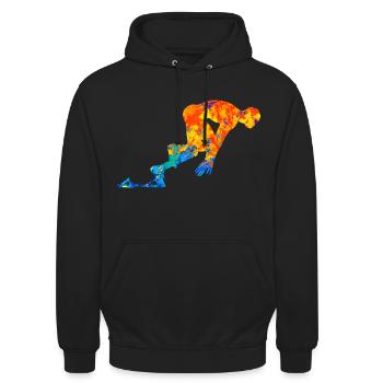 Sprint Sprinten Leichtathlet Geschenk - Unisex Hoodie - Schwarz - Vorne - Alina (178cm) & Michal (187cm)