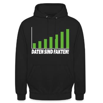 Les données sont des faits - Sweat-shirt à capuche unisexe - noir - Devant - Alina (178cm) & Michal (187cm)