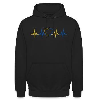 Heartbeat Ukraine - Unisex Hoodie - black - Front - Alina (178cm) & Michal (187cm)