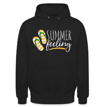 Summer feeling - Sommer - Sonne - Urlaub - Unisex Hoodie - Schwarz - Vorne - Alina (178cm) & Michal (187cm)