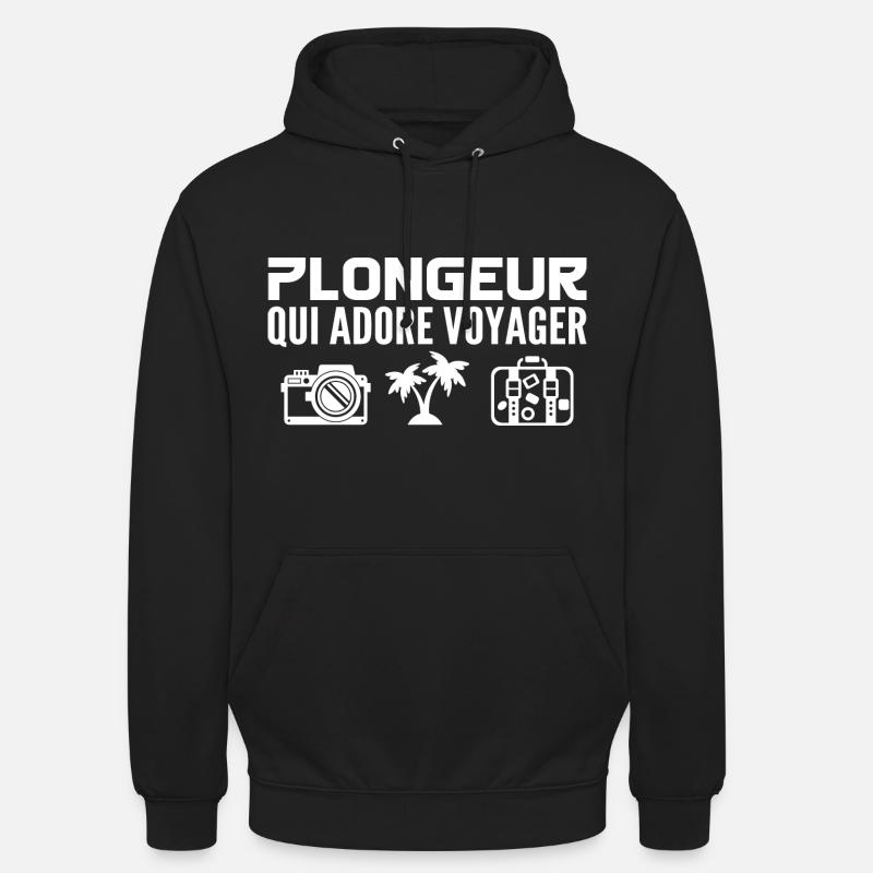 Voyageurs & Plongeurs : Passion & Découverte - Sweat-shirt à capuche unisexe - noir