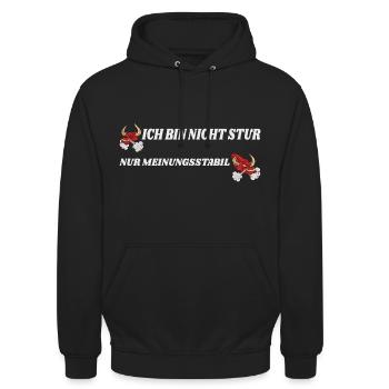 ich bin nicht stur nur meinungsstabil - Unisex Hoodie - Schwarz - Vorne - Alina (178cm) & Michal (187cm)