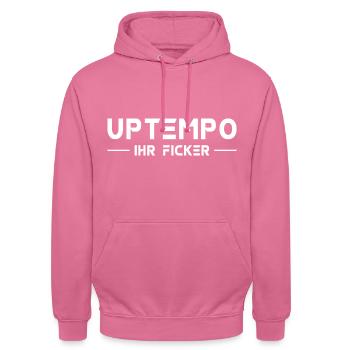 Uptempo - Rave - Hardstyle - Gabber - Geschenk - Unisex Hoodie - Pink - Vorne - Alina (178cm) & Michal (187cm)