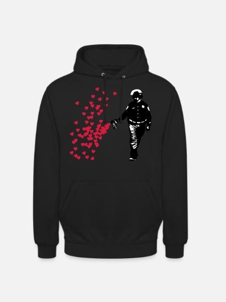 Stencil Police - Street Art Pepper Spray Cop heart - Unisex Hoodie - black