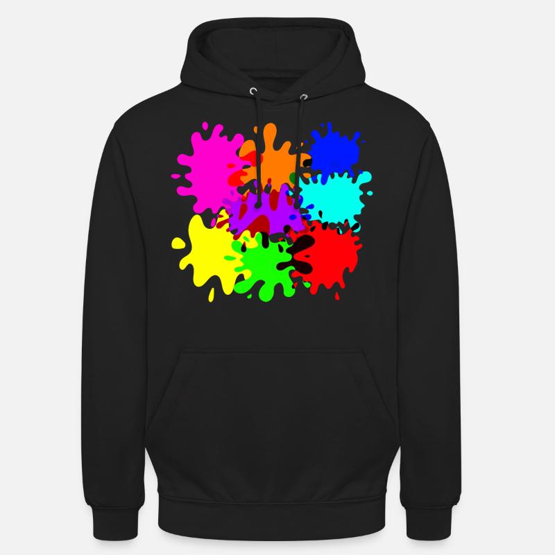 macchie colorate di macchie di vernice - Felpa con cappuccio unisex - nero