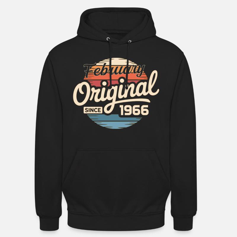 Février 1966 Cadeau d’anniversaire Février 1966 - Sweat-shirt à capuche unisexe - noir