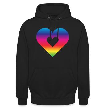 Cœur arc-en-ciel Homosexualité Amour LGBT - Sweat-shirt à capuche unisexe - noir - Devant - Alina (178cm) & Michal (187cm)