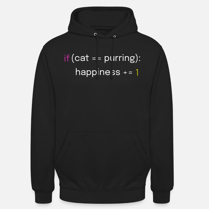 Katzen- und Coding-Design - Unisex Hoodie - Schwarz