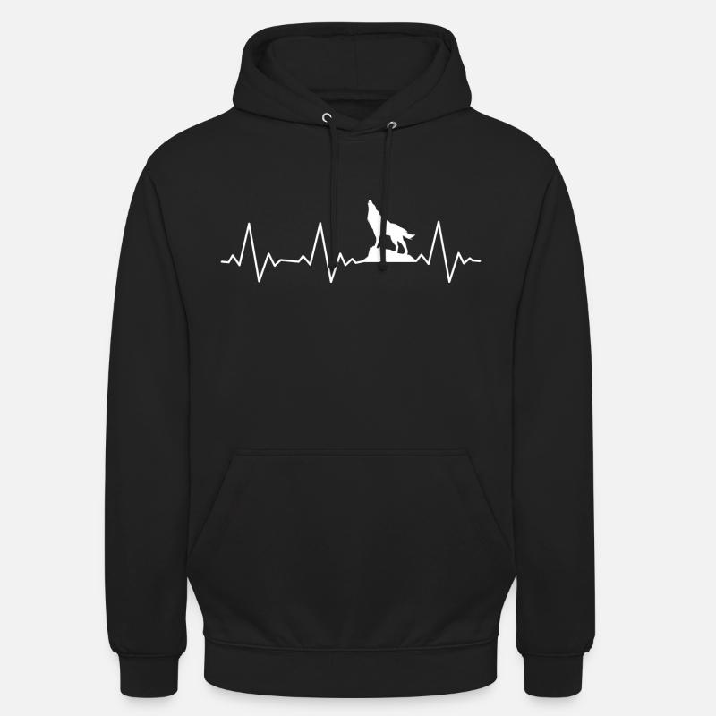 Loups Heartbeat - Sweat-shirt à capuche unisexe - noir