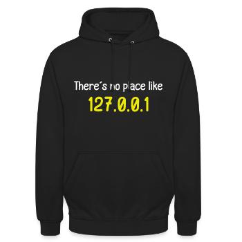 No Place Like 127.0.0.1 Programmeur Tux Spruch - Sweat-shirt à capuche unisexe - noir - Devant - Alina (178cm) & Michal (187cm)