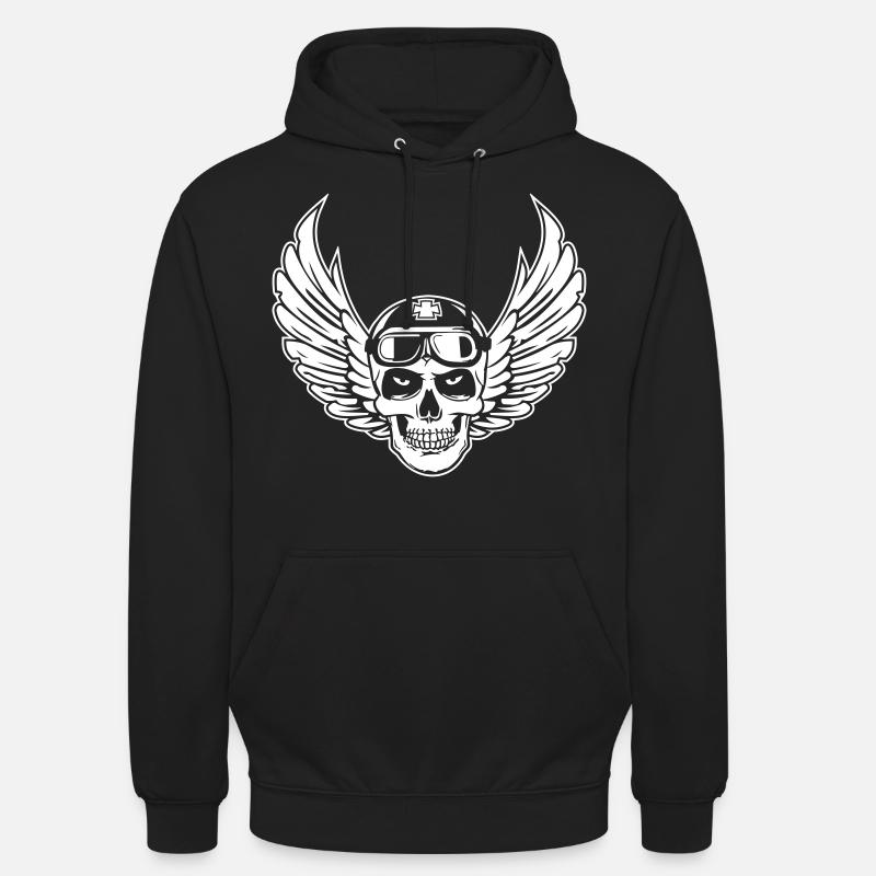 biker skull wings - Sweat-shirt à capuche unisexe - noir