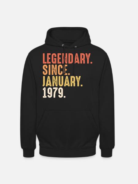 Legendary Since January 1979 - 40. Geburtstag Bday - Unisex-huppari - musta