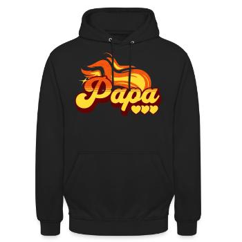 Flamme Cadeau Meilleur Papa Rockeur - Sweat-shirt à capuche unisexe - noir - Devant - Alina (178cm) & Michal (187cm)