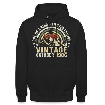 Jubiläum octobre 1986 - geboren im Oktober 1986 - Unisex Hoodie - Schwarz - Vorne - Alina (178cm) & Michal (187cm)